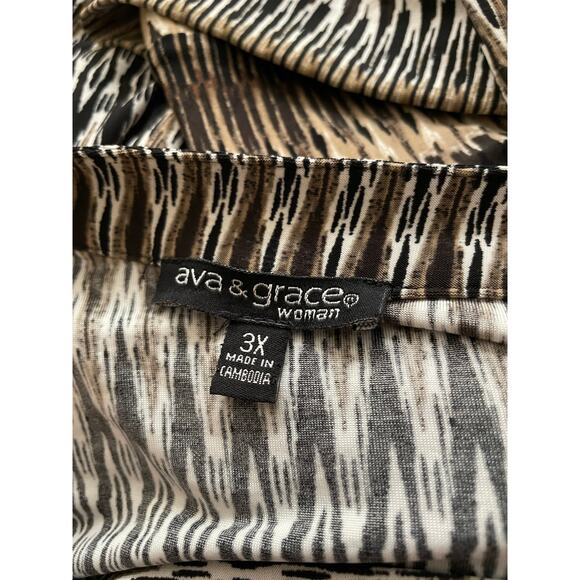 Ava & Grace Woman 3X Tunic Top – Black, Brown & Tan‎ Ikat Print with Pockets - Picture 6 of 6